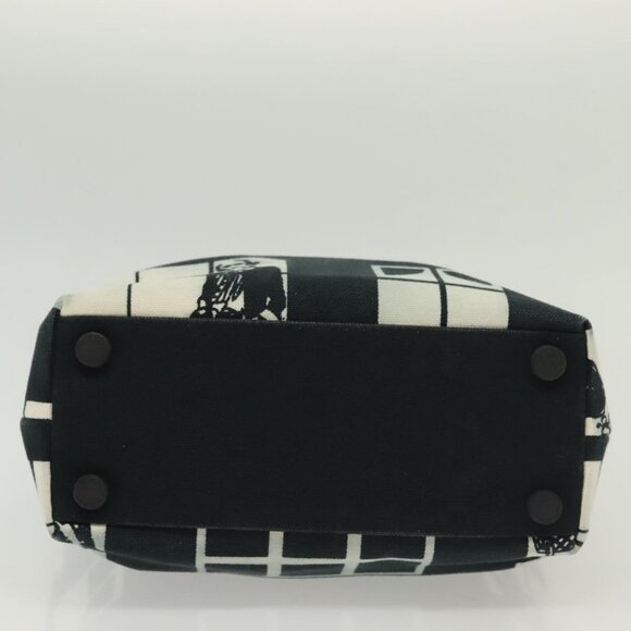 CHANEL windows Tote Bag Canvas Black White gold CC Auth - Picture 7 of 15